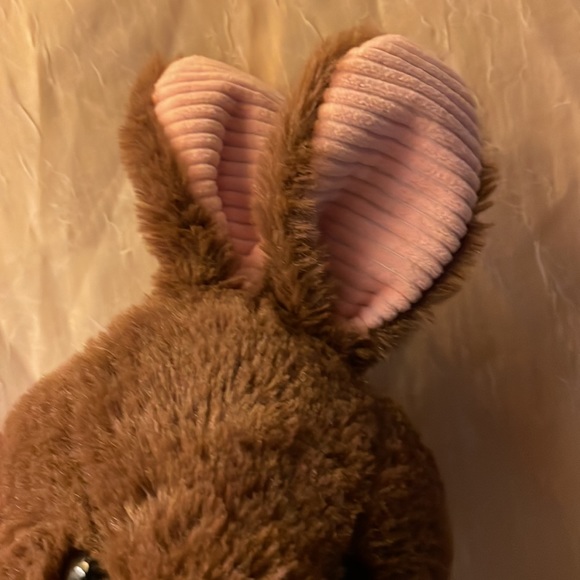 Brown stuffed bunny with pink ears, bow & feet 3 & up - Picture 5 of 13